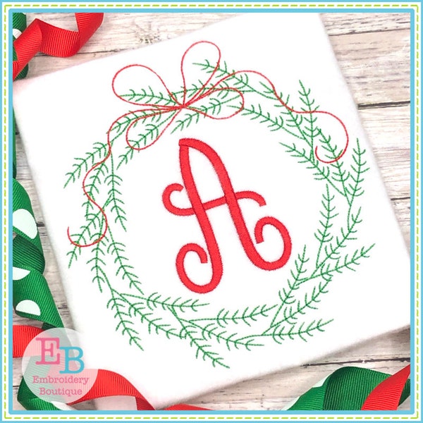 Farmhouse Christmas Wreath Machine Embroidery File (Digital Download)