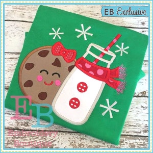 Milk and Cookies Girl Applique: Christmas Embroidery Design (Digital File)