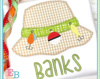 Fishing Hat Zigzag Applique: Machine Embroidery Design (Digital Download)