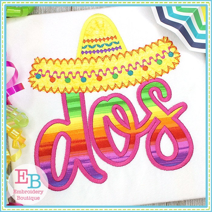Dos Applique, Dos Embroidery Design, Mexican Design, Sombrero Design,…