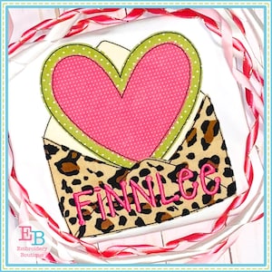 Valentine Envelope Embroidery Design, INSTANT DOWNLOAD, Multiple Sizes & Formats, Machine Digital Design File, Valentines Day Love Heart