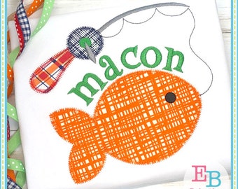 Fish Applique Machine Embroidery Design: Zigzag Stitch (Digital File)