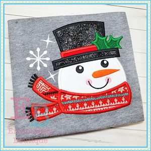 Frosty Applique, INSTANT DOWNLOAD, Multiple Sizes & Formats, Machine Applique Embroidery Digital File, Fun Christmas Winter Design