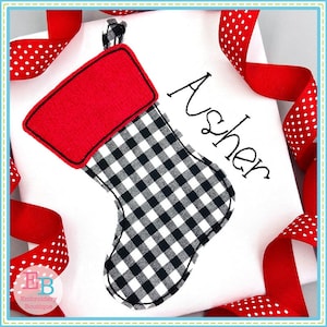 Stocking No Tag Bean Applique, INSTANT DOWNLOAD, Multiple Sizes & Formats, Machine Embroidery Digital File, Fun Christmas Festive Design