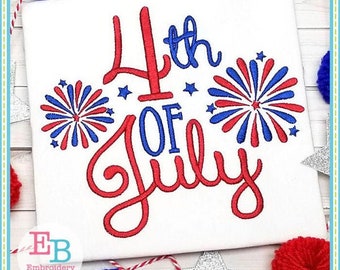 4th Of July Fireworks Embroidery Design (Digital File)