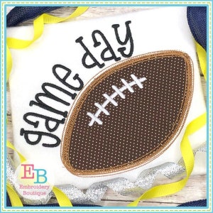 Game Day Applique, INSTANT DOWNLOAD, Multiple Sizes & Formats, Machine Applique Embroidery Digital File, Fun Football Sport Design