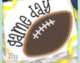 Game Day Football Applique: Machine Embroidery Design (Instant Download)