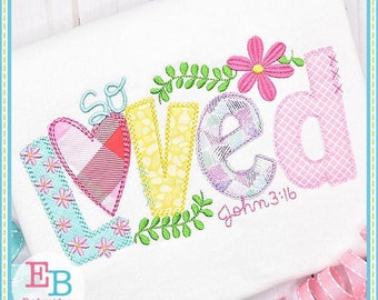 Loved Applique John 3:16, INSTANT DOWNLOAD, Multiple Sizes & Formats, Machine Applique Embroidery Digital File, Girls Ballet Design