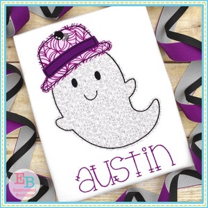 Ghost Hat Bean Stitch Applique, INSTANT DOWNLOAD, Multiple Sizes & Formats, Machine Applique Embroidery Digital File, Fun Halloween Design