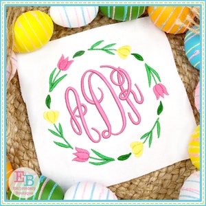 Spring Tulip Embroidery Frame, INSTANT DOWNLOAD, Multiple Sizes & Formats, Machine Applique Embroidery Digital Design File, Floral Design