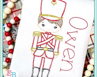 Nutcracker Soldier Sketch: Christmas Embroidery Design (Digital File)