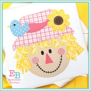 Scarecrow Girl Blanket Stitch Applique, INSTANT DOWNLOAD, Multiple Sizes & Formats, Machine Embroidery File, Fall Halloween Girl Design