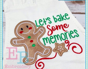 Christmas Cooking Applique: Gingerbread Man Embroidery Design (Digital File)