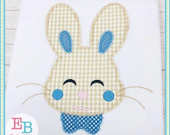 Bunny Boy Zigzag Applique: Easter Embroidery Design (Digital File)