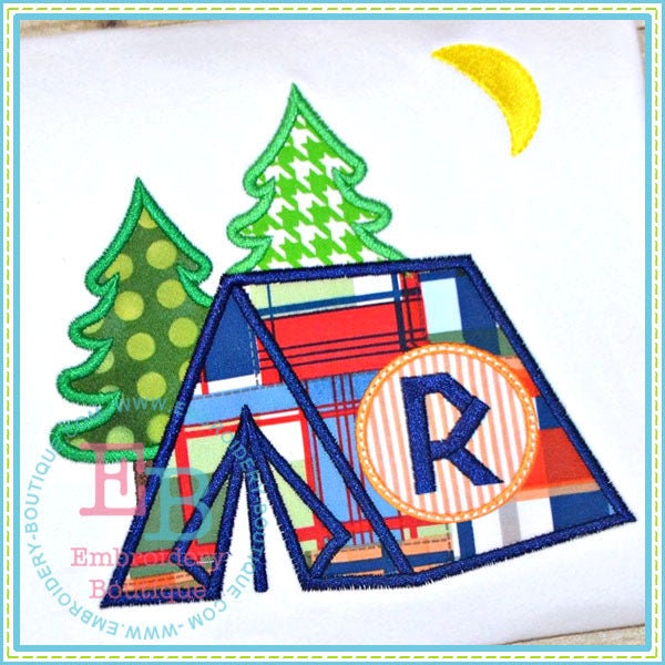 Boy Camping Tent Applique, INSTANT DOWNLOAD, Multiple Sizes & Formats, Machine Embroidery Digital File, Summer Outdoor Camping Design