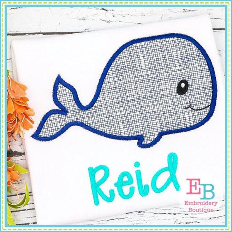 Reid Lettering Whale Applique: Machine Embroidery Digital File (instant Download) - Etsy