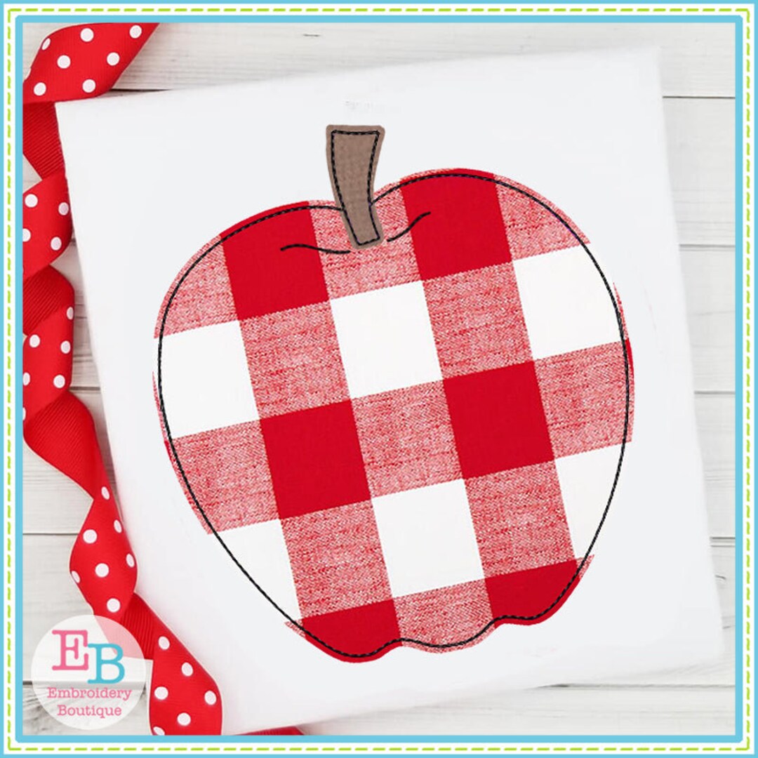 Apple Bean Stitch Applique: Back to School Embroidery Design (digital ...