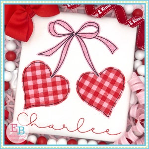 Hearts Bow Embroidery Design: Valentine's Day Applique (Digital Design)