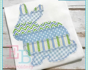 Easter Bunny Patchwork Applique Design: Raggy Embroidery File (Digital Download)