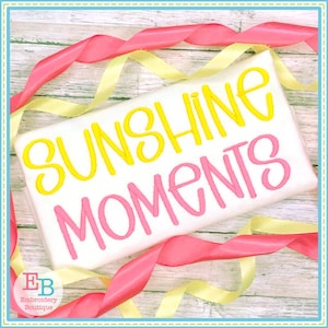 Sunshine Moments Satin Embroidery Font, INSTANT DOWNLOAD, Multiple Sizes & Formats, Machine Embroidery Digital Design File, Alphabet Letters
