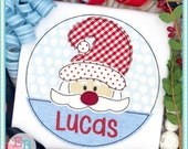 Santa Circle 2 Bean Stitch Applique, Santa Applique Design, Christmas Applique Design, Embroidery Design, Instant Download, Santa Design