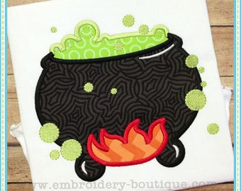 Cauldron Applique: Halloween Witch Embroidery File (Instant Download)