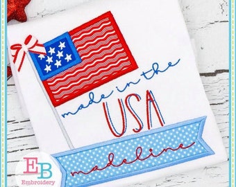 USA Flag Applique Design: 4th July Embroidery (Digital File)