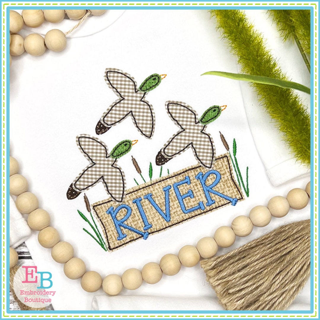 Mallard Ducks Banner Applique - Machine Embroidery Design (digital ...