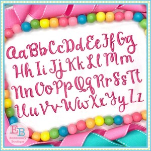 Praline Embroidery Font, INSTANT DOWNLOAD, Multiple Sizes and Formats, Machine Embroidery Digital Design File, Script Alphabet Letters