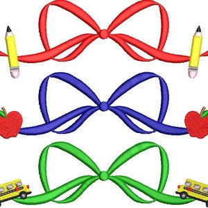 School Bows Embroidery Bundle, INSTANT DOWNLOAD, Multiple Sizes & Formats, Machine Embroidery Digital File, Back to School, Kids Design