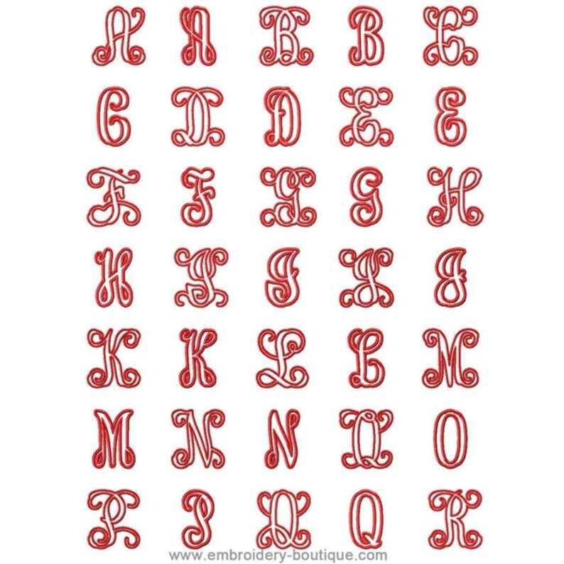 Satin Vine Applique Alphabet: Machine Embroidery Digital Design ...