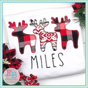 Moose Trio Applique, INSTANT DOWNLOAD, Multiple Sizes & Formats, Machine Applique Embroidery Digital File, Fun Christmas Festive Design