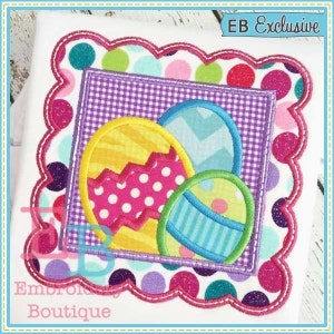 Easter Egg Trio Applique, INSTANT DOWNLOAD, Multiple Sizes & Formats, Machine Applique Embroidery Digital File, Three Eggs Holiday Design