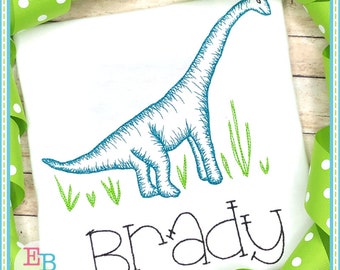 Dinosaur Embroidery Design: Vintage Stitch Sketch (Digital Design File)