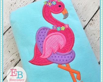 Flamingo Float Applique, INSTANT DOWNLOAD, Multiple Sizes & Formats, Machine Applique Embroidery Digital Design File, Fun Design for Girl