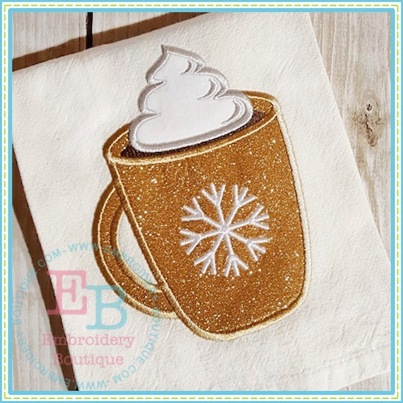Hot Chocolate Applique: Christmas Winter Embroidery Design (Digital File)
