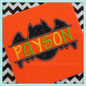 Split Bat Applique, INSTANT DOWNLOAD, Multiple Sizes & Formats, Machine Applique Embroidery File, Spooky Halloween Design
