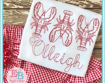 Crawfish Trio Embroidery Design: Summer Beach File (Digital Download)