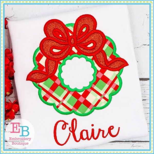 Wreath Bow Applique Design, INSTANT DOWNLOAD, Multiple Sizes & Formats, Machine Embroidery Digital File, Festive Christmas Design