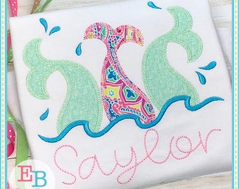 Mermaid Tails Applique: Water Zigzag Embroidery Design (Digital File)