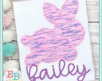 Bunny Zigzag Applique: Easter Rabbit Embroidery Design (Digital File)