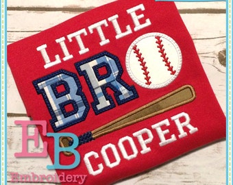 Little Bro Baseball Applique: Machine Embroidery Design (Digital Download)