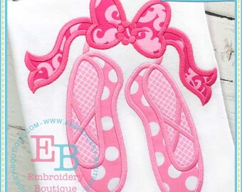 Ballet Shoes Applique: Bow Design, Multiple Sizes (Digital File)