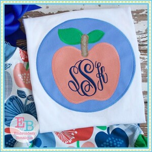 Apple Circle Patch Zigzag Applique, INSTANT DOWNLOAD, Multiple Sizes & Formats, Machine Embroidery File, Back to School, Apple for Teacher