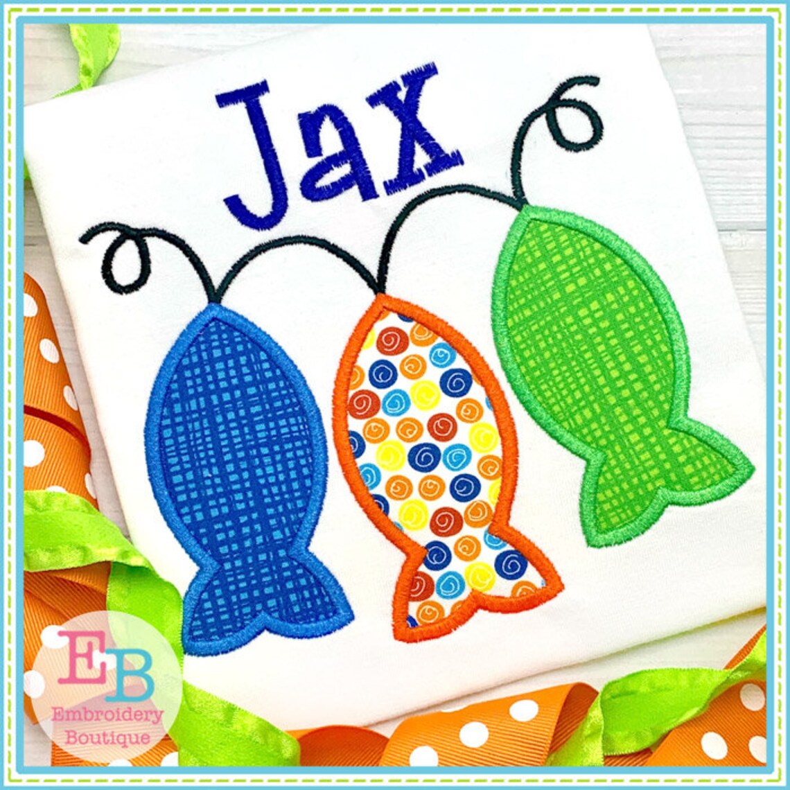 3 Fish in a Row Satin Applique Fish Applique Design Summer Etsy