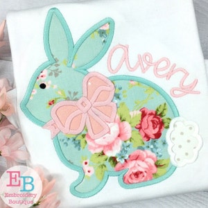 Bunny Bow Satin Applique, INSTANT DOWNLOAD, Multiple Sizes & Formats, Machine Embroidery Digital Design File, Easter Girl Rabbit, PES