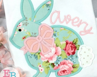Bunny Bow Satin Applique: Easter Embroidery Design (Digital Download)