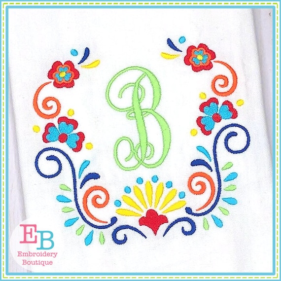 Floral Frame Embroidery Design: Mexican Cinco De Mayo (Digital Design File)
