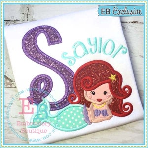 Mermaid Applique Alphabet, INSTANT DOWNLOAD, Multiple Sizes and Formats, Machine Embroidery Digital Design File, Alphabet Letters