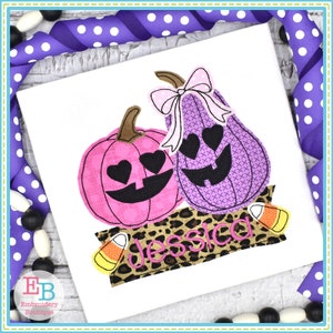 Pumpkin Bow Banner Candy Corn Bean Stitch Applique, INSTANT DOWNLOAD, Multiple Sizes & Formats Machine Embroidery File, Fun Halloween Design